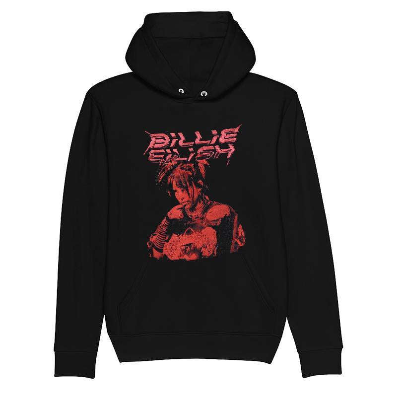 Billie Eilish Red Portrait Boyfriend Fit Girls T-shirt