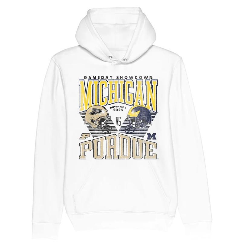 Gameday Showdown Michigan Wolverines White Football Vs Purdue Boilermakers T-shirt