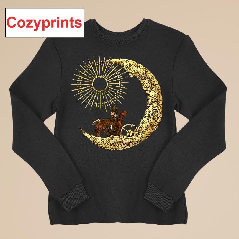 Steampunk Man On A Crescent Moon T-shirt