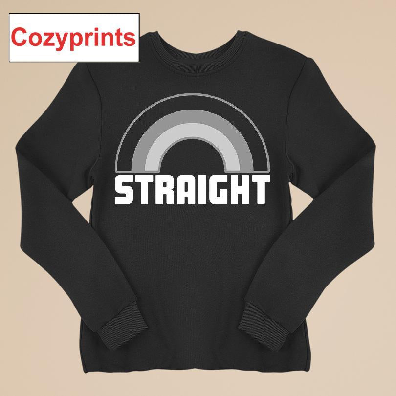 Straight T-Shirt Black and White Rainbow Design