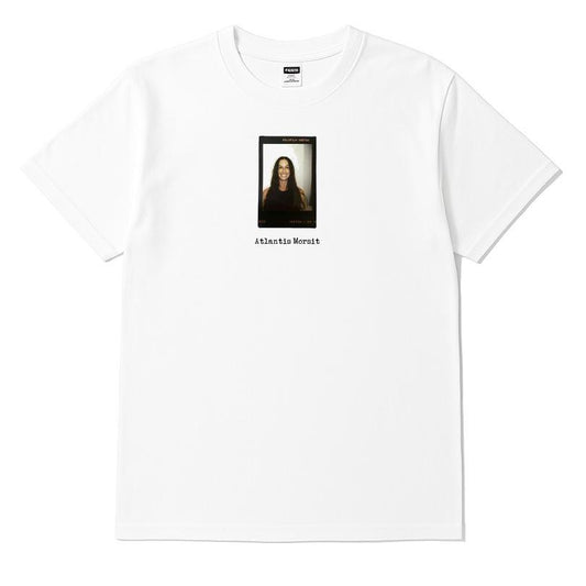 Alantis Morsit Text And A Small Portrait Of A Person T-shirt