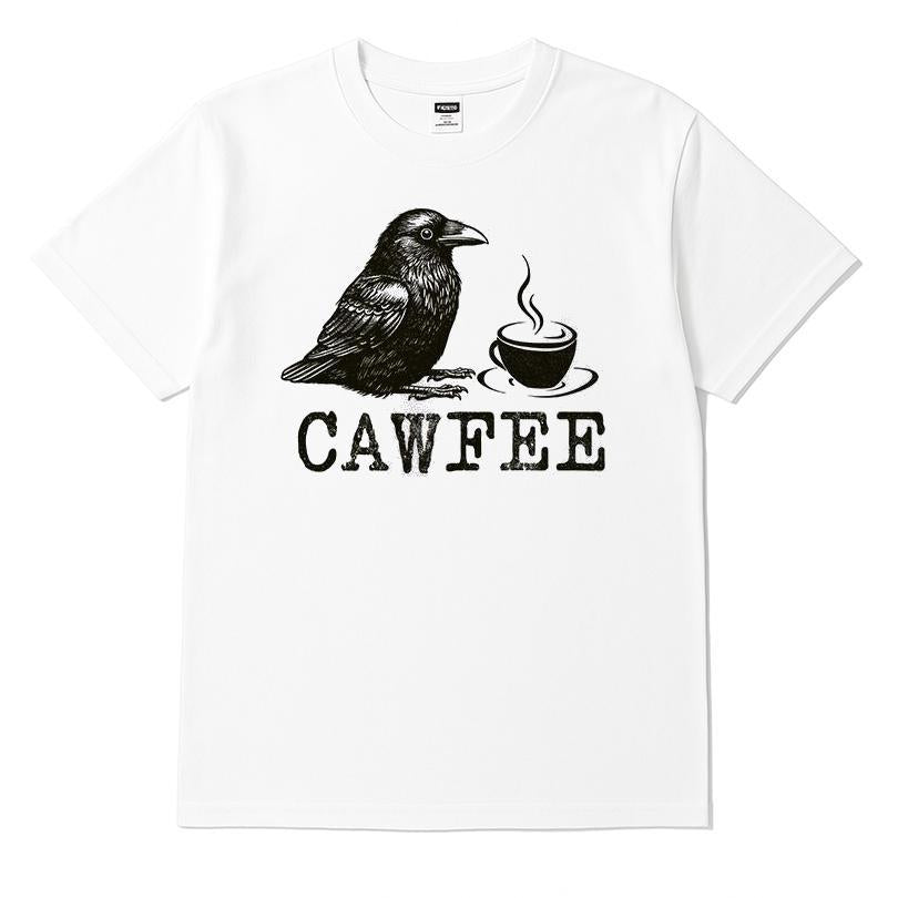 Cawfee Crow Drinking Coffee T-shirt