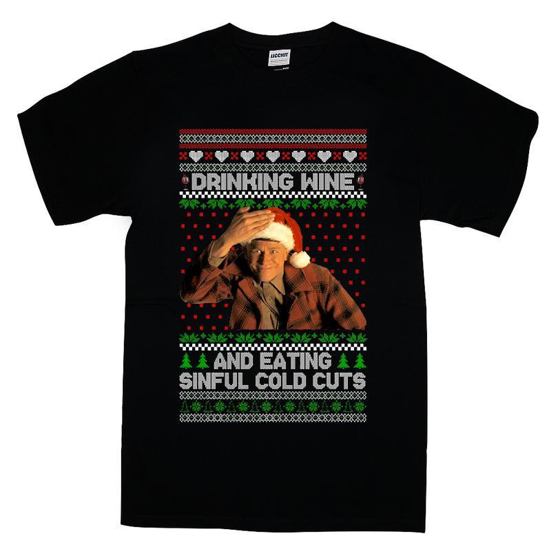 Drinking Wine & Eating Sinful Cold Cuts Ed Gein Christmas T-shirt