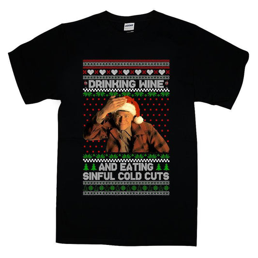 Drinking Wine & Eating Sinful Cold Cuts Ed Gein Christmas T-shirt