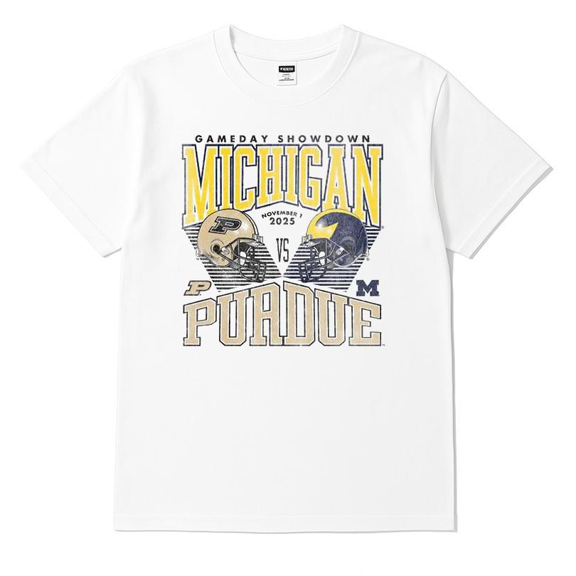 Gameday Showdown Michigan Wolverines White Football Vs Purdue Boilermakers T-shirt