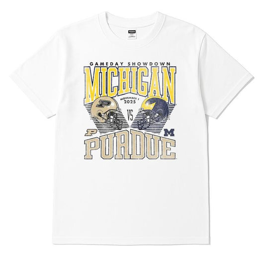 Gameday Showdown Michigan Wolverines White Football Vs Purdue Boilermakers T-shirt