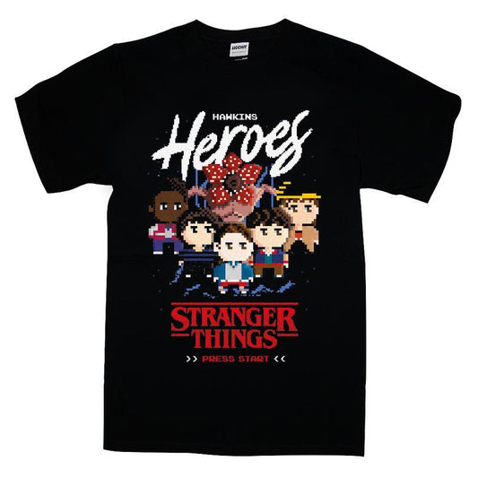 Hawkins Heroes Stranger Things Press Start 8 Bit T-shirt