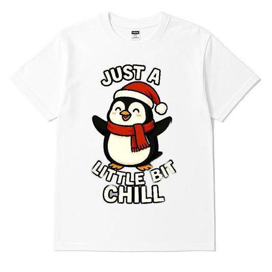 Just A Little Bit Chill Penguin Christmas T-shirt