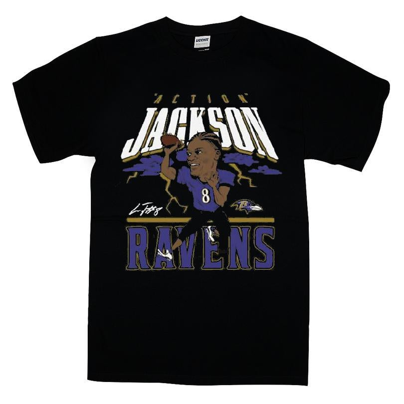 Lamar Jackson Black Baltimore Ravens Player Avatar Graphic T-shirt