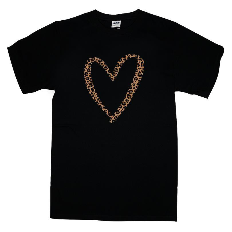 Leopard Print Heart Outline T-shirt