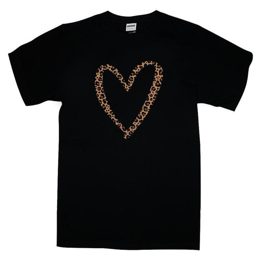 Leopard Print Heart Outline T-shirt