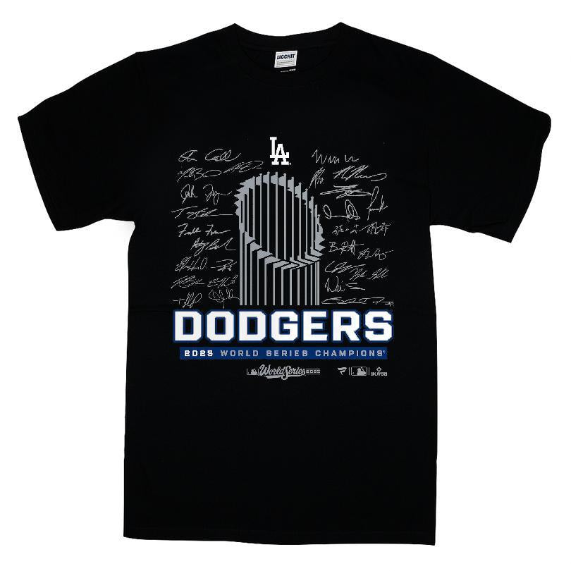 Los Angeles Dodgers 2025 World Series Champions Signature Roster T-shirt