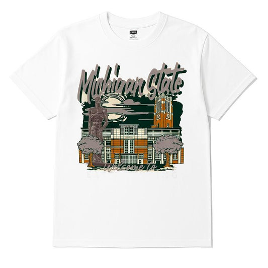 Michigan State Spartans East Lansing Hand-drawn Campus Stack T-shirt