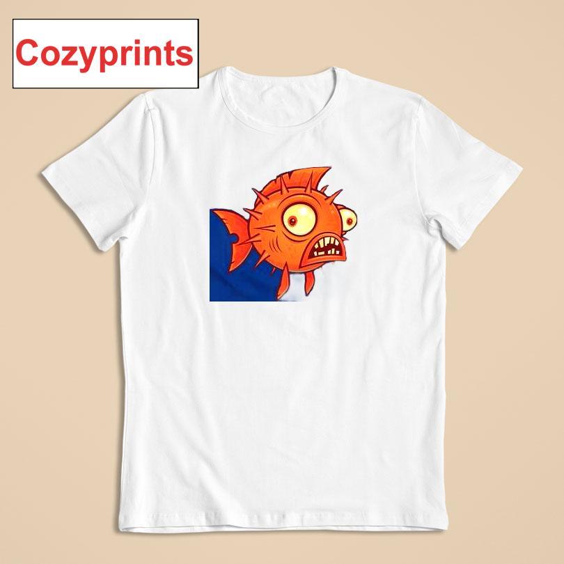 Quirky Orange Fish With Spikes Shirt