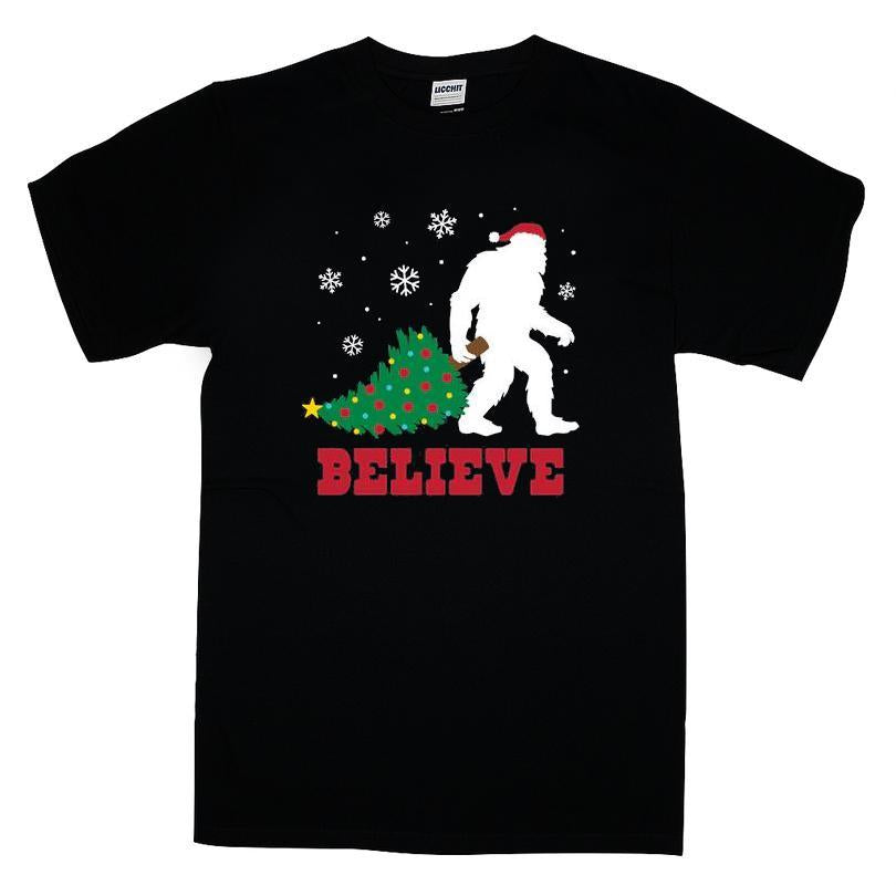 Sasquatch Believe Christmas Tree T-shirt