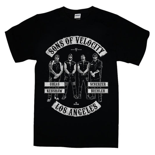 Sons Of Velocity Julio Ur­as Clayton Kershaw Max Scherzer Walker Buehler Los Angeles Baseball T-shirt