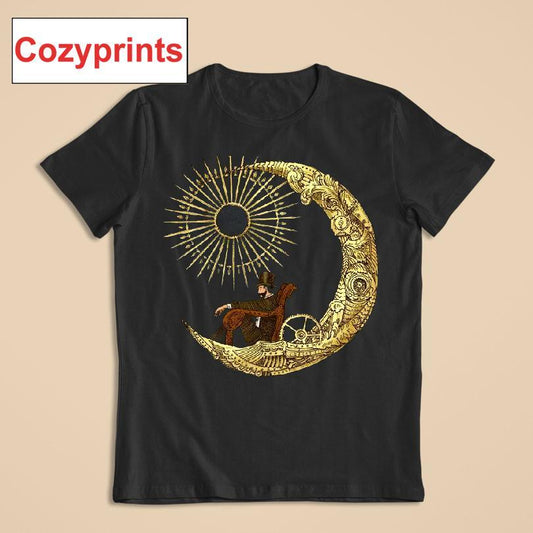 Steampunk Man On A Crescent Moon T-shirt