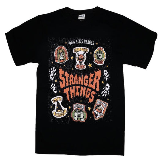 Stranger Things Badge Icons Dark Wash T-shirt