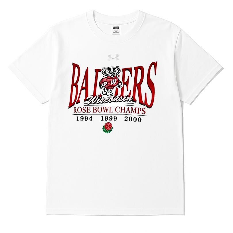 Under Armour Wisconsin Badgers White Mascot Rose Bowl Champs T-shirt