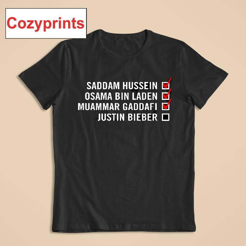 World Leaders Bieber Checklist T-shirt