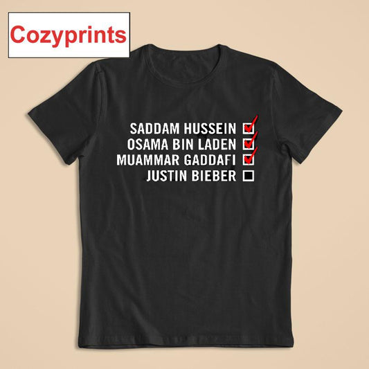 World Leaders Bieber Checklist T-shirt