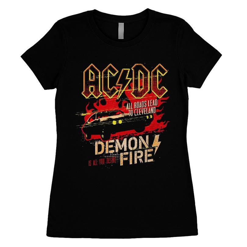 Ac/dc All Roads Lead To Cleveland Demon Fire Is All You Desire T-shirt