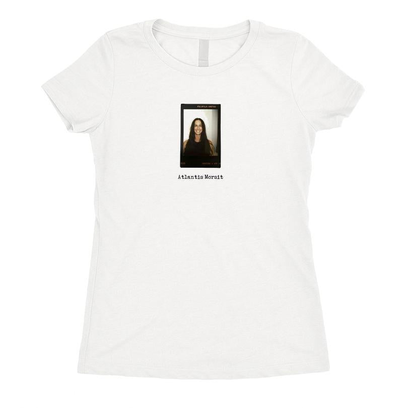 Alantis Morsit Text And A Small Portrait Of A Person T-shirt
