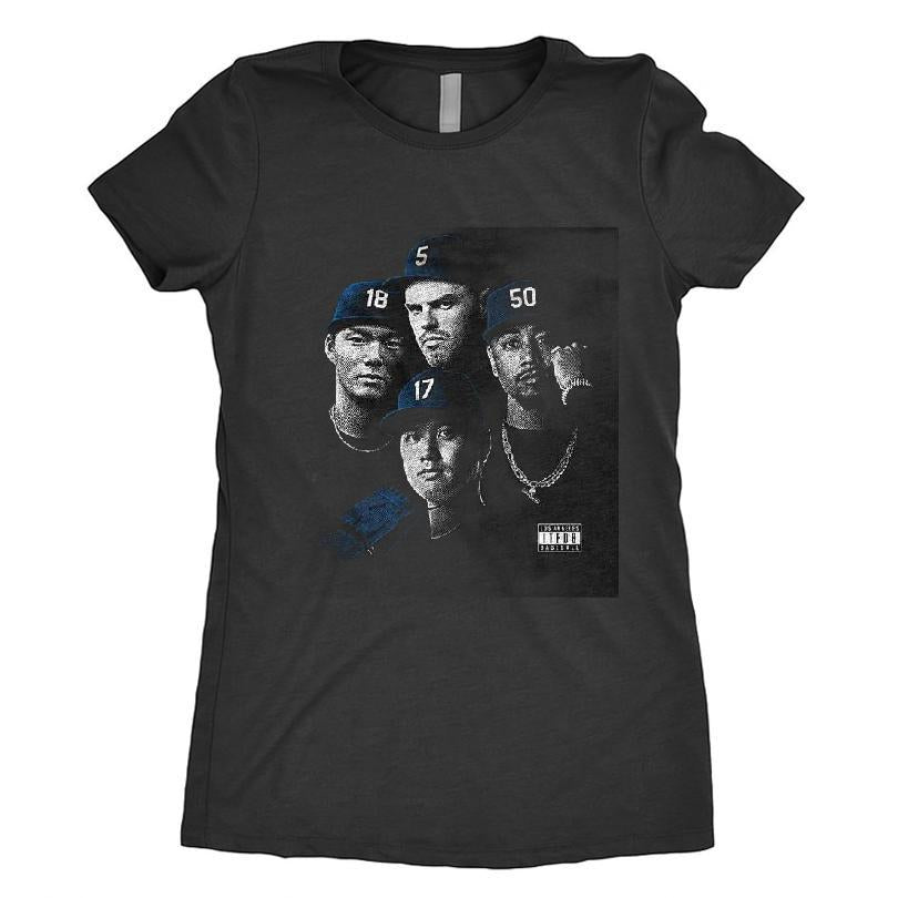 All Eyez On La Shohei Ohtani Mookie Betts Freddie Freeman Yoshinobu Yamamoto Los Angeles Baseball Itfdb T-shirt