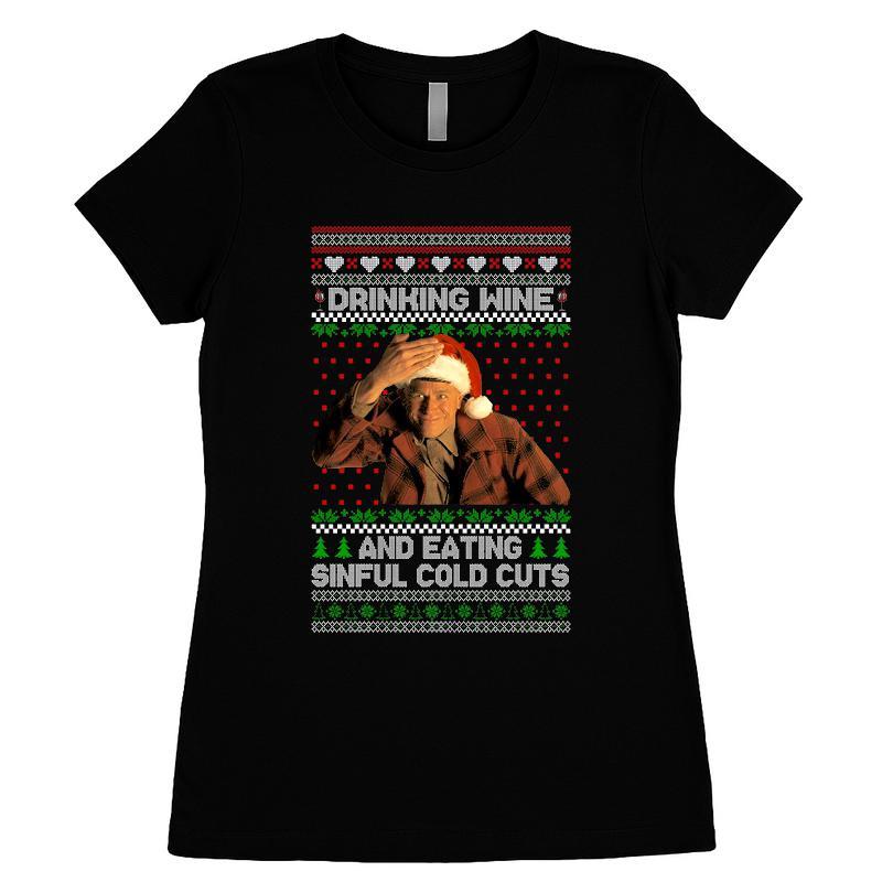 Drinking Wine & Eating Sinful Cold Cuts Ed Gein Christmas T-shirt