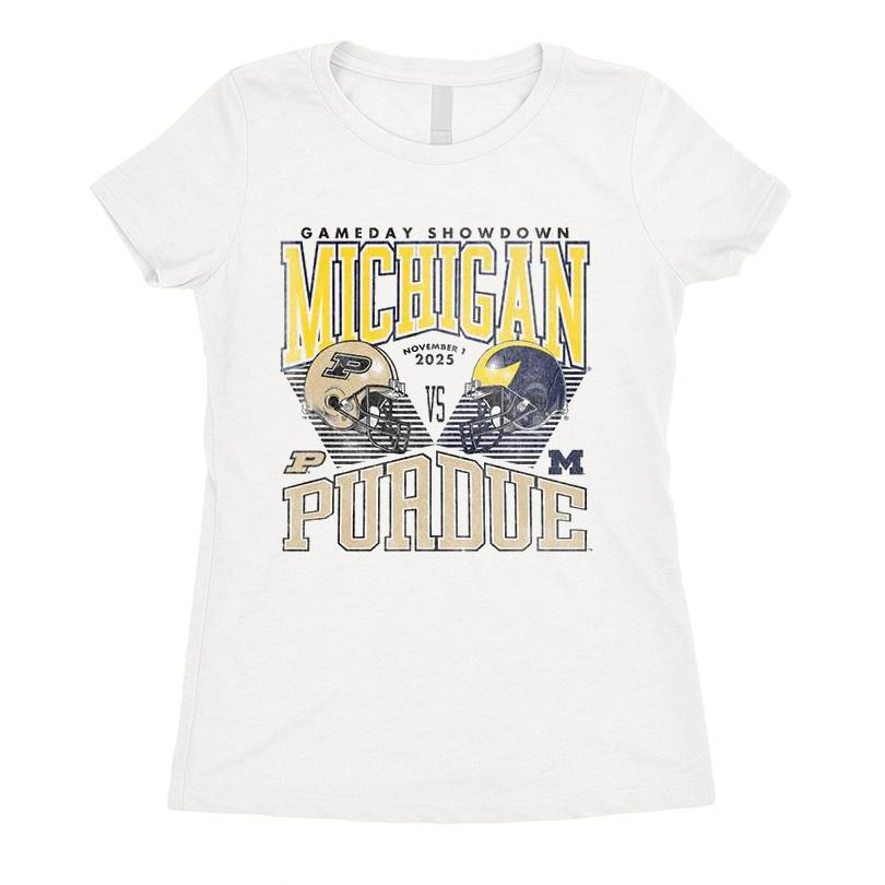 Gameday Showdown Michigan Wolverines White Football Vs Purdue Boilermakers T-shirt