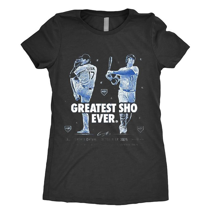 Greatest Sho Ever Shohei Ohtani Los Angeles Baseball 3 Home Runs 6 Shutout Innings 10 Strikeouts October 17, 2025 Mlbpa T-shirt