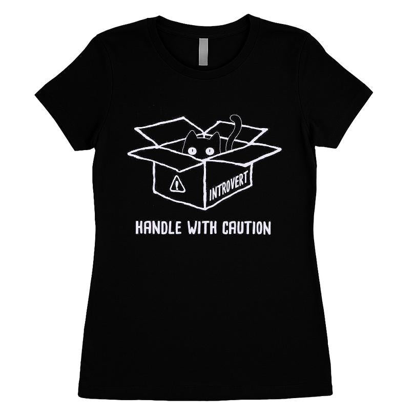 Introvert Cat Box Handle With Caution T-shirt