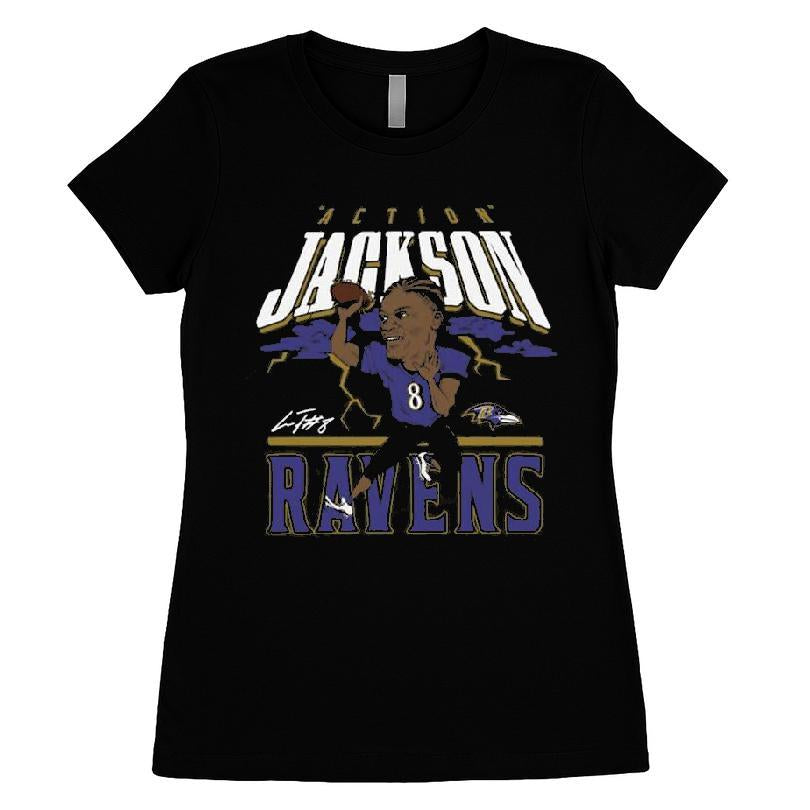 Lamar Jackson Black Baltimore Ravens Player Avatar Graphic T-shirt