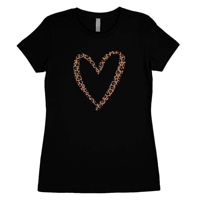 Leopard Print Heart Outline T-shirt