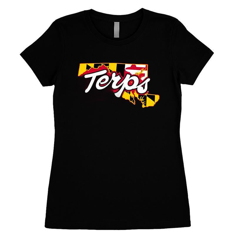 Maryland Terrapins Womens Local State Shape Ls T-shirt