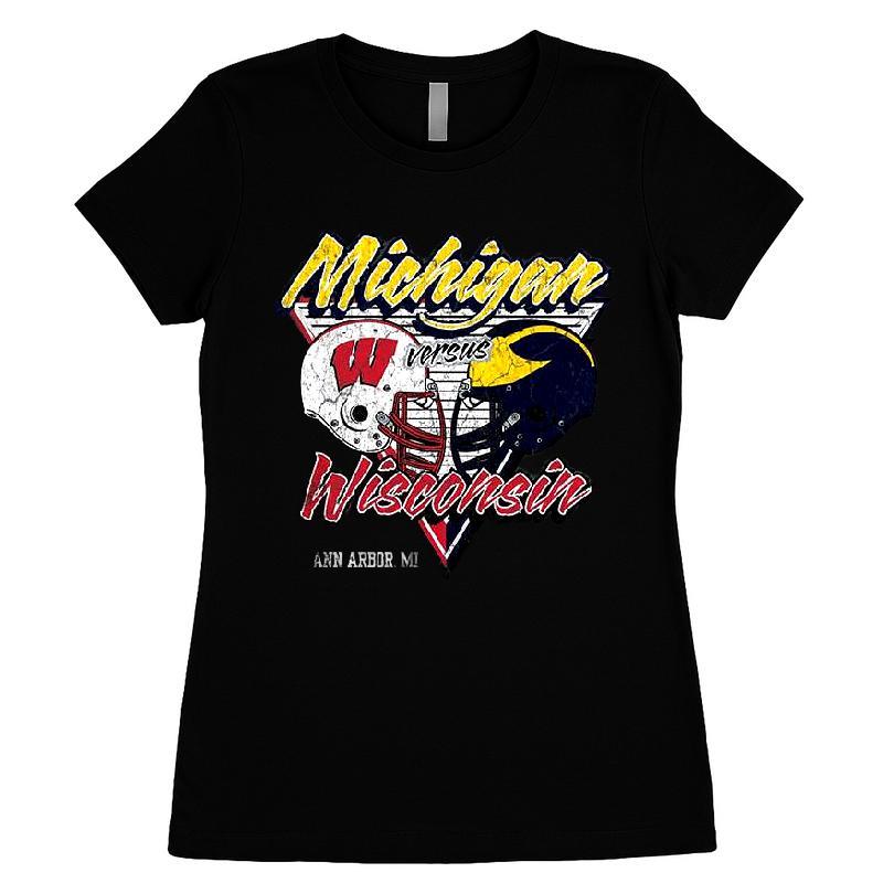 Michigan Wolverines Black Football Football Vs Wisconsin Badgers T-shirt