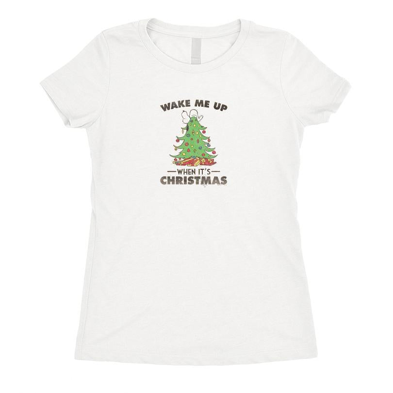 Peanuts Snoopy Wake Me Up When It's Christmas T-shirt