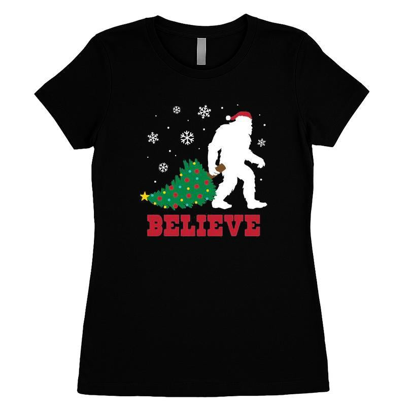 Sasquatch Believe Christmas Tree T-shirt