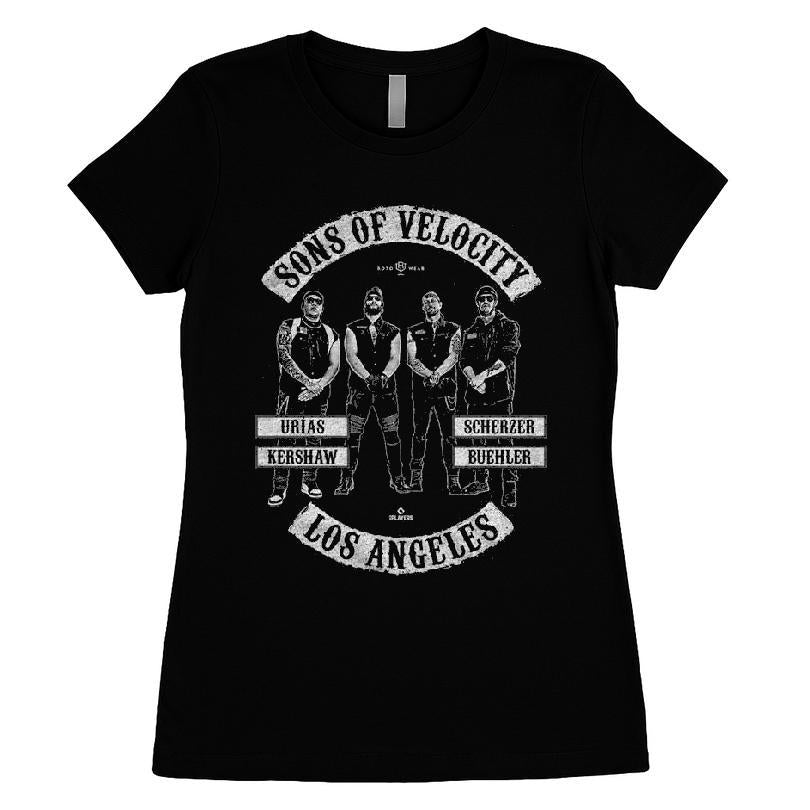 Sons Of Velocity Julio Ur­as Clayton Kershaw Max Scherzer Walker Buehler Los Angeles Baseball T-shirt