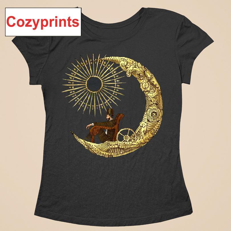 Steampunk Man On A Crescent Moon T-shirt