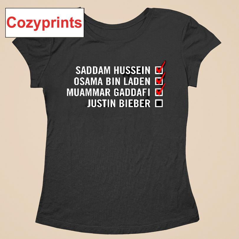 World Leaders Bieber Checklist T-shirt
