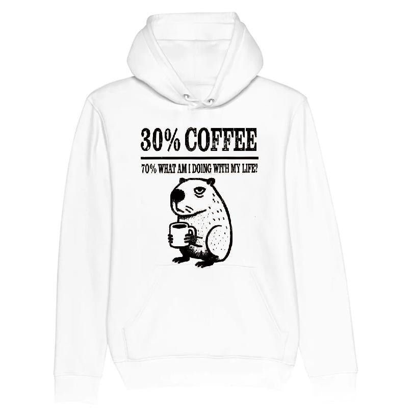 Capybara Drinking 30 Coffee 70 What Am I Doing With My Life T-shirt