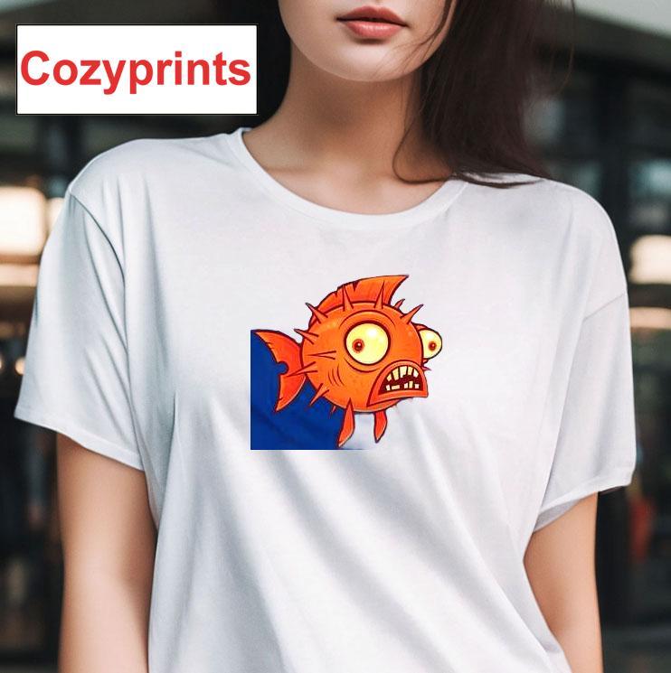 Quirky Orange Fish With Spikes Shirt