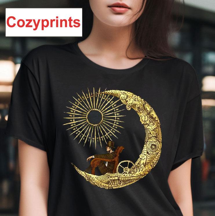 Steampunk Man On A Crescent Moon T-shirt