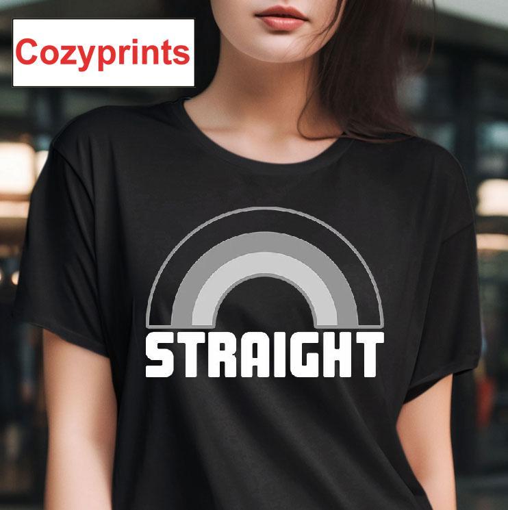 Straight T-Shirt Black and White Rainbow Design