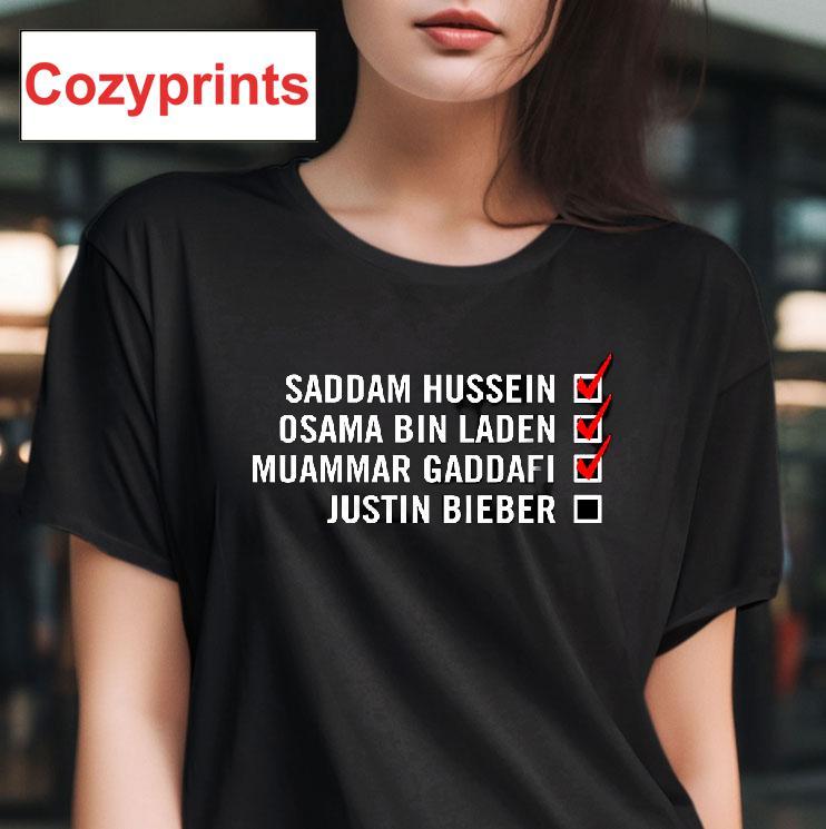 World Leaders Bieber Checklist T-shirt